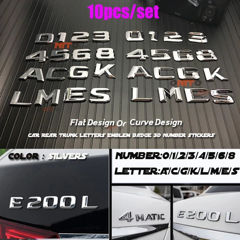 10pcs Number Trunk Rear Emblem Badge Letters Sticker Curve Flat For S GL ML SLK GLK A B E W205 W213 GLA GLC W210
10pcs Number Trunk Rear Emblem Badge Letters Sticker Curve Flat For S GL ML SLK GLK A B E W205 W213 GLA GLC W210