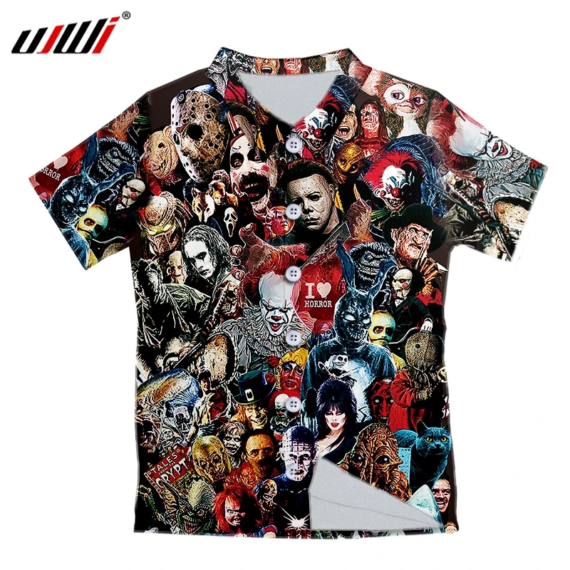 UJWI New Arrivals Casual 3D Print Scary mask clown Shirt Men Short Sleeve Button Tops Loose Fashion Beach Hawaiian Shirt
UJWI New Arrivals Casual 3D Print Scary mask clown Shirt Men Short Sleeve Button Tops Loose Fashion Beach Hawaiian Shirt