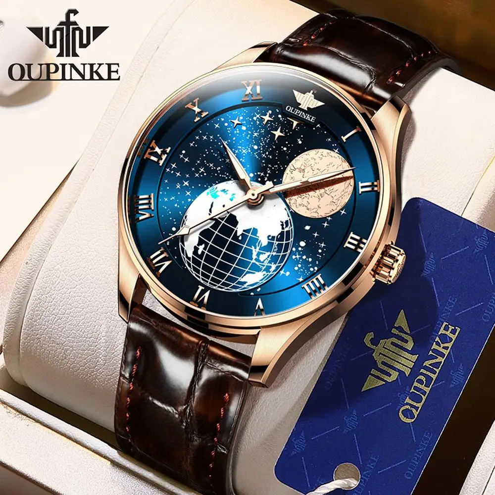 OUPINKE Mechanical Watch Men Automatic Rose Gold Leather Watch Waterproof Business Moon Phase Wristwatch relogio masculino P3177
OUPINKE Mechanical Watch Men Automatic Rose Gold Leather Watch Waterproof Business Moon Phase Wristwatch relogio masculino P3177