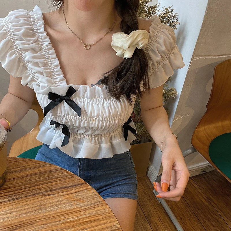 Shirt Hot Sale Girl French Retro Bow Short White Shirt Blouse Summer 2021 New Design Sense For Woman Top
Shirt Hot Sale Girl French Retro Bow Short White Shirt Blouse Summer 2021 New Design Sense For Woman Top