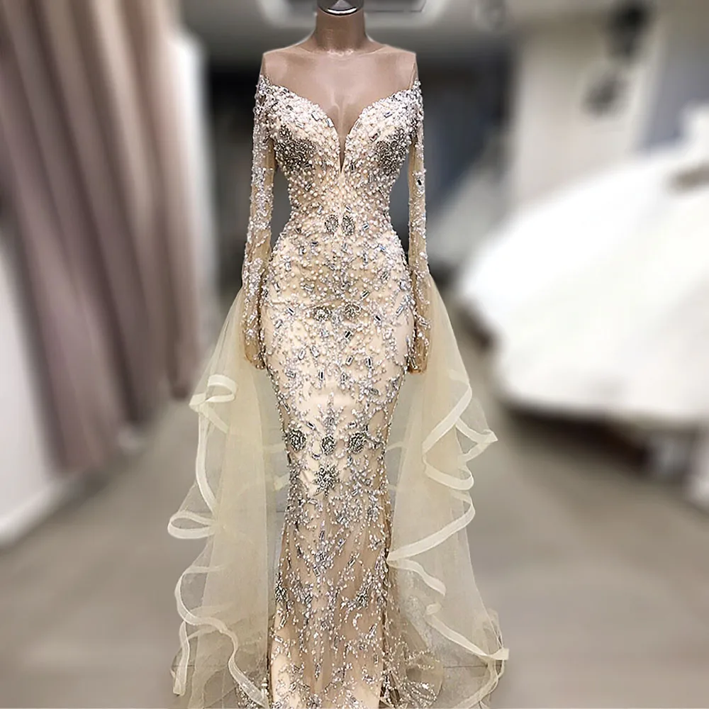 Luxuly Hand Made Beading robe de soiree Evening Dress Long Sleeves Pearls Sheer Illusion Mermaid New Fashion Prom Gowns
Luxuly Hand Made Beading robe de soiree Evening Dress Long Sleeves Pearls Sheer Illusion Mermaid New Fashion Prom Gowns