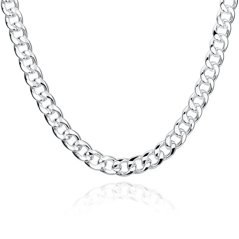AGLOVER New 925 Sterling Silver Necklace 10mm20inch/24inch Men's Side Chain Atmospheric Statement Necklace Gift Party Jewelry 
AGLOVER New 925 Sterling Silver Necklace 10mm20inch/24inch Men's Side Chain Atmospheric Statement Necklace Gift Party Jewelry