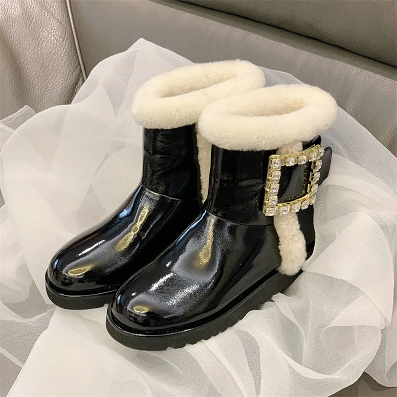 Meotina Snow Boots Woman Real Wool Fur Ankle Boots Flat Platform Short Boots Crystal Buckle Ladies Shoes Winter Warm Big Size 40
Meotina Snow Boots Woman Real Wool Fur Ankle Boots Flat Platform Short Boots Crystal Buckle Ladies Shoes Winter Warm Big Size 40