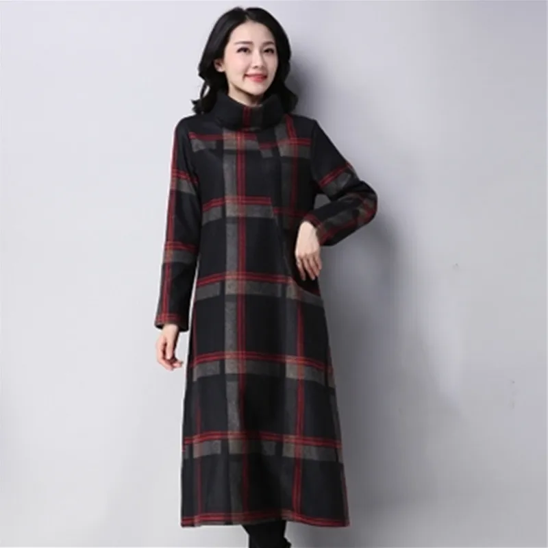 Plaid Wool Women's Dress 2019 Autumn Winter Long Plus Size Thick Warm Vintage Dress Clothing Paragraph Slim Female Dress
Plaid Wool Women's Dress 2019 Autumn Winter Long Plus Size Thick Warm Vintage Dress Clothing Paragraph Slim Female Dress