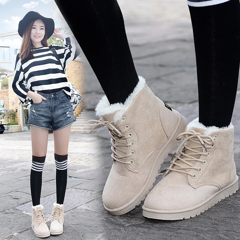 Womens Winter Warm Casual Faux Suede Fur Lining Lace-up Ankle Boots Snow Boots Shoes Flat N059
Womens Winter Warm Casual Faux Suede Fur Lining Lace-up Ankle Boots Snow Boots Shoes Flat N059
