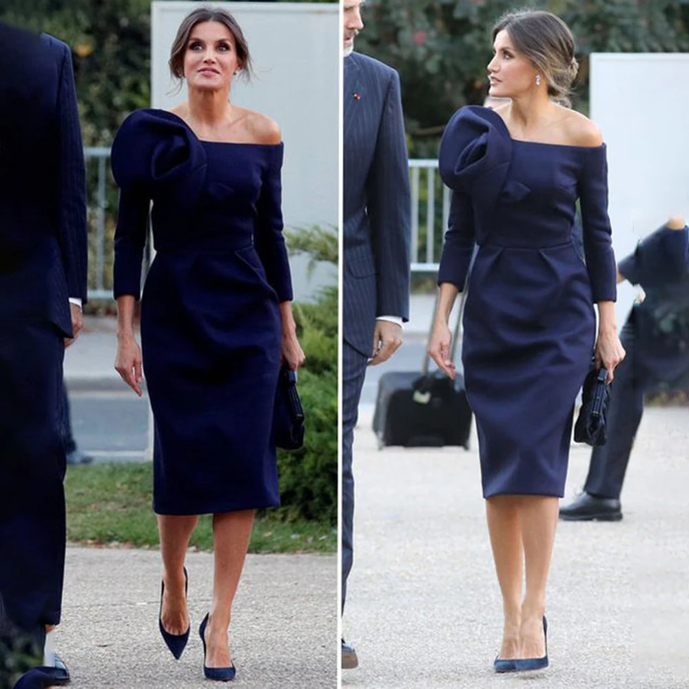 Modern Mother of The Bride Dresses for Wedding Party Guest Off Shoulder 3/4 Long Sleeves Navy Blue Below Knee Length Short Women
Modern Mother of The Bride Dresses for Wedding Party Guest Off Shoulder 3/4 Long Sleeves Navy Blue Below Knee Length Short Women