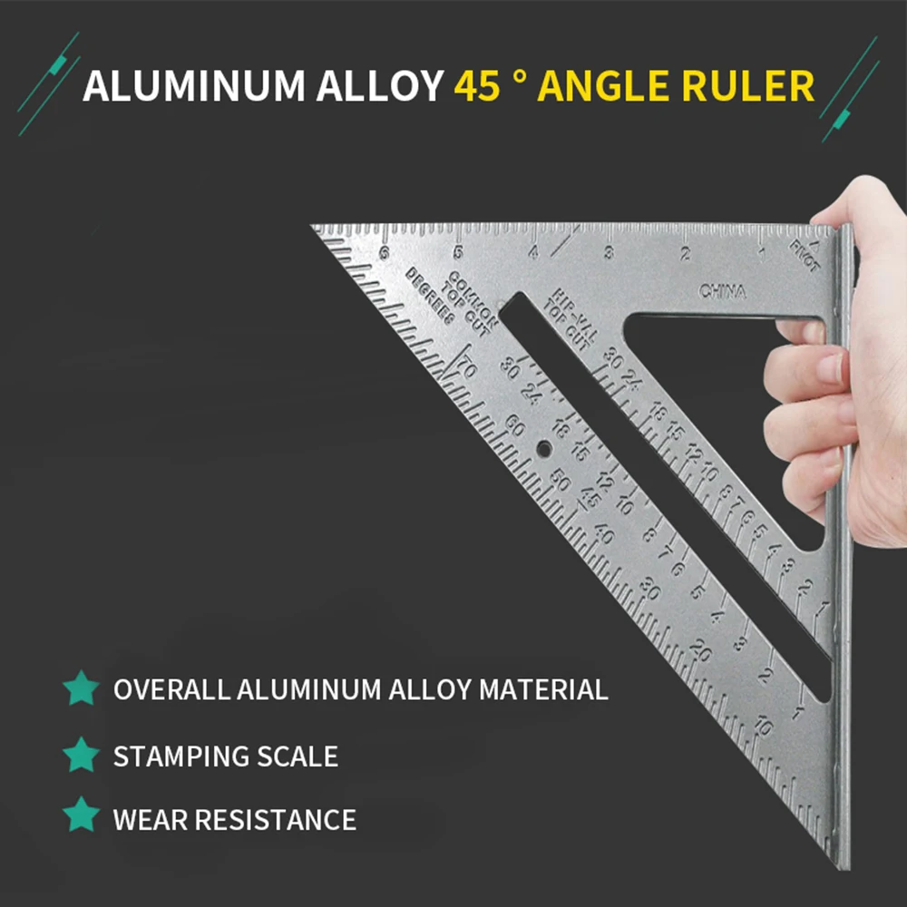 Triangle Angle Protractor Square Aluminum Alloy Speed Square Measuring Ruler Miter For Wood Measuring Tools Measurement
Triangle Angle Protractor Square Aluminum Alloy Speed Square Measuring Ruler Miter For Wood Measuring Tools Measurement