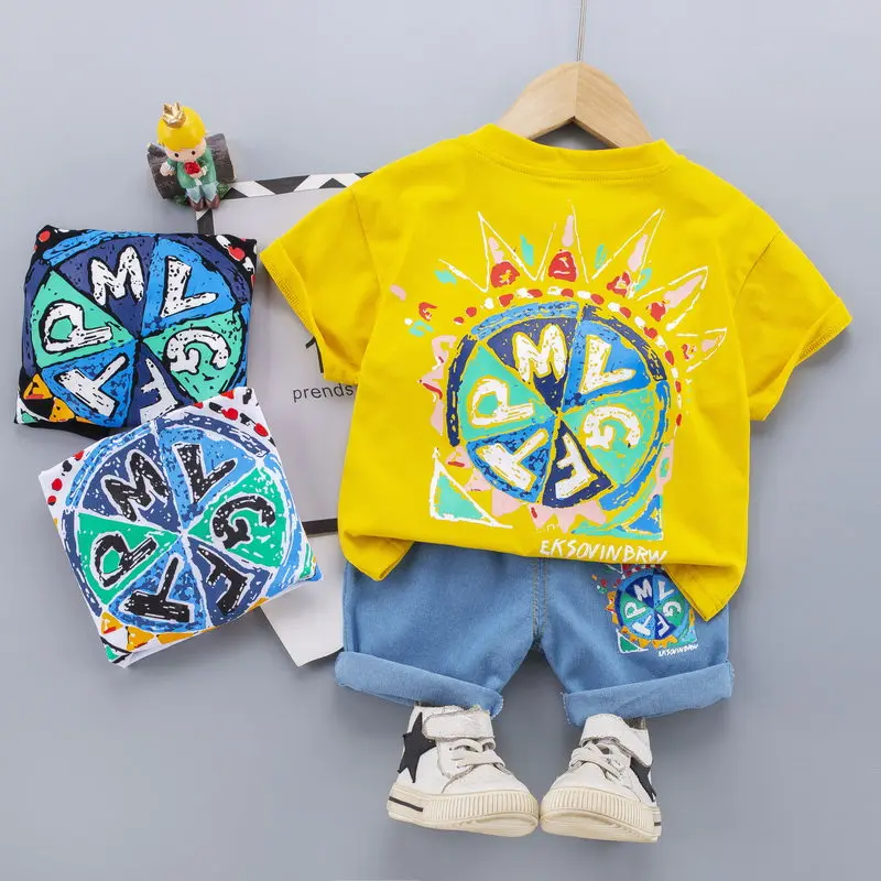 Children Cotton Clothes Summer Baby Boys Cartoon modeling O-Neck T Shirts Denim Shorts 2Pcs/sets Infant Kids Toddler Tracksuits
Children Cotton Clothes Summer Baby Boys Cartoon modeling O-Neck T Shirts Denim Shorts 2Pcs/sets Infant Kids Toddler Tracksuits