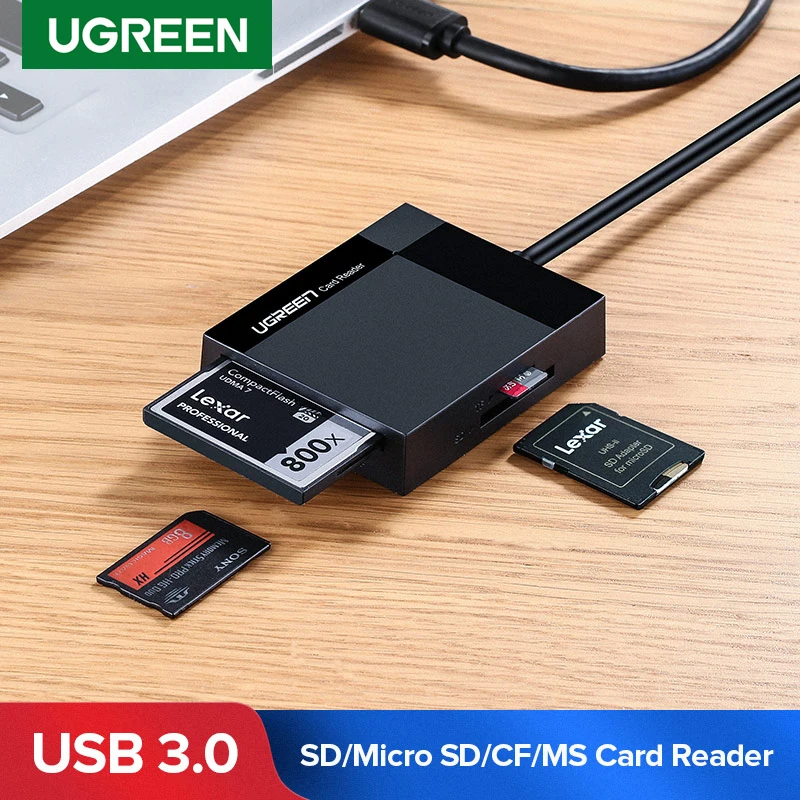 

Ugreen USB 3.0 Card Reader SD Micro SD TF CF MS Compact Flash Card OTG Adapter for Laptop Multi Card Reader 4 in 1 Card Reader