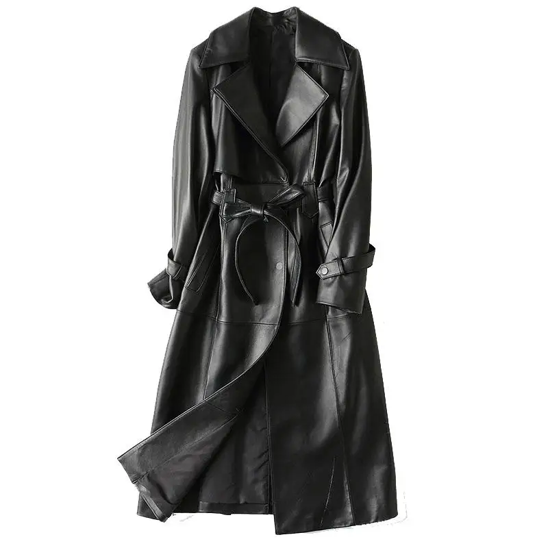 Long Real Leather Trench Coat Women Clothes Elegant Natural Black Sheepskin Coat Female Windbreaker Genuine Leather Coats Q5219 
Long Real Leather Trench Coat Women Clothes Elegant Natural Black Sheepskin Coat Female Windbreaker Genuine Leather Coats Q5219
