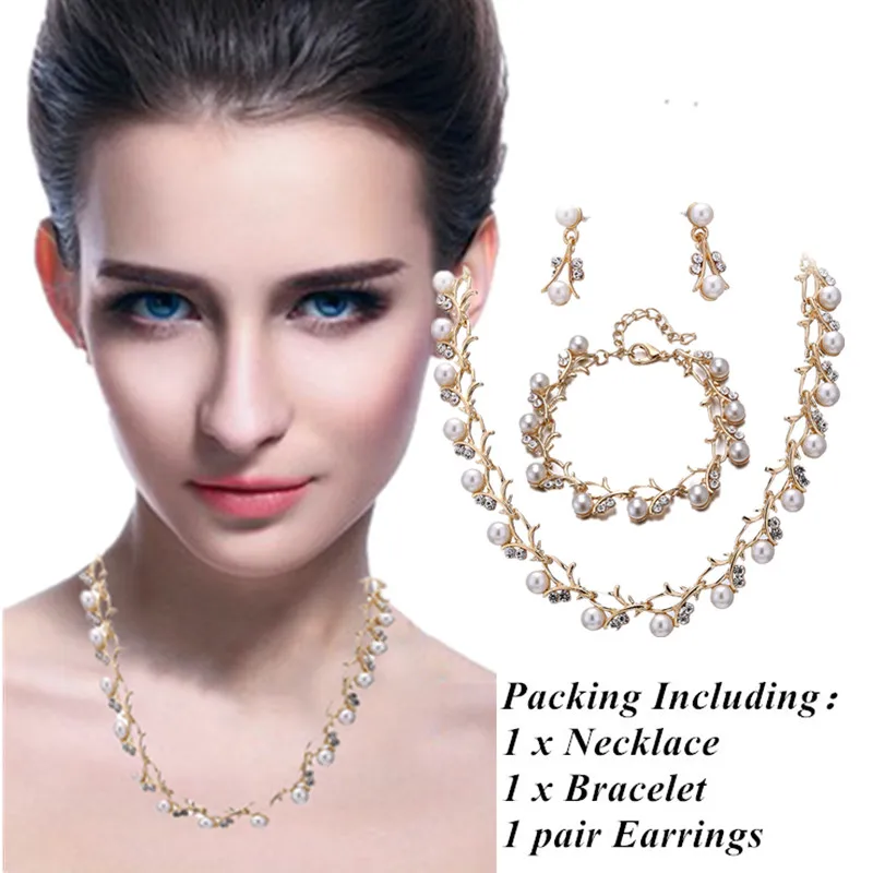 New Fashion 3 Types Diamond Imitation Pearl Elegant Fine Bracelet Necklace Earrings Sets Party Wedding Women Jewelry Gift
New Fashion 3 Types Diamond Imitation Pearl Elegant Fine Bracelet Necklace Earrings Sets Party Wedding Women Jewelry Gift