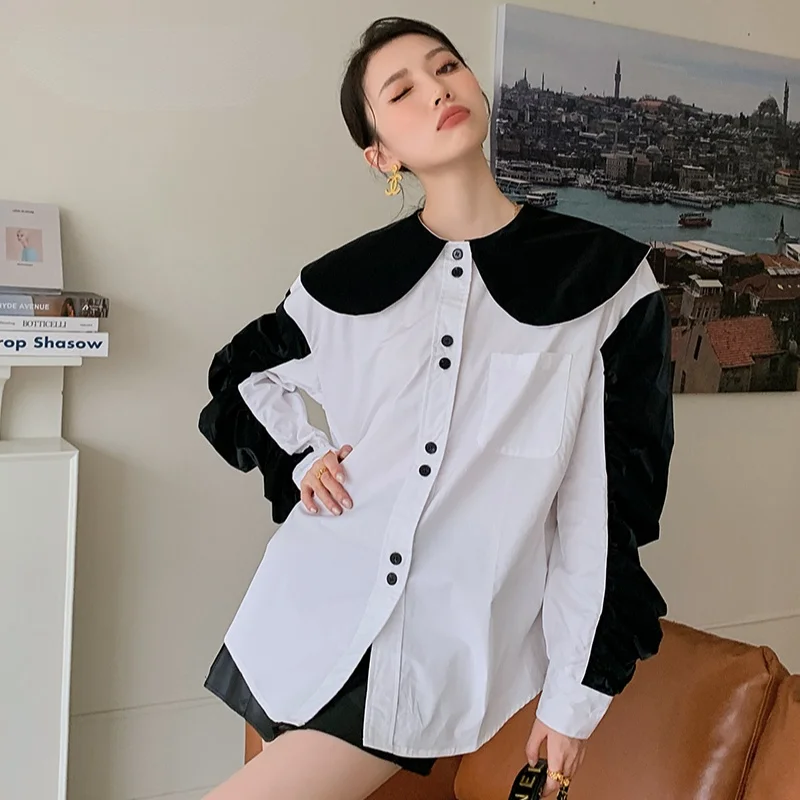 ZCSMLL Peter Pan Collar White Shirt Blouse Women Button Up Shirt Patchwork Long Sleeve Top Ruffle Collared Shirt Fall Fashion
ZCSMLL Peter Pan Collar White Shirt Blouse Women Button Up Shirt Patchwork Long Sleeve Top Ruffle Collared Shirt Fall Fashion