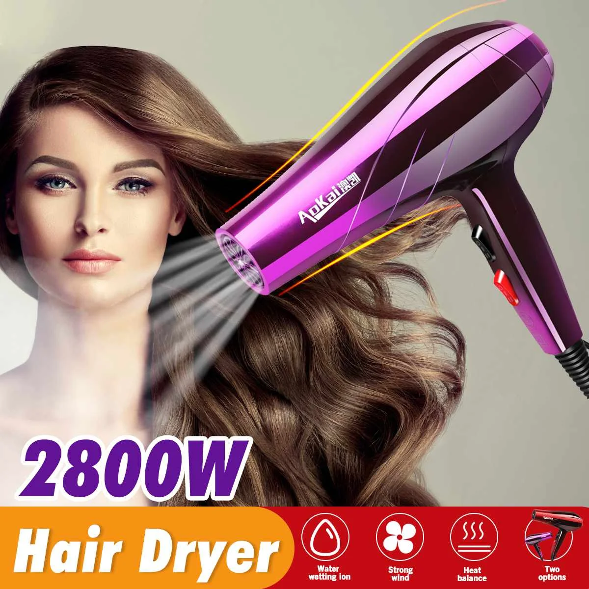2800W Electric Hair Dryer Professional Salon Hairdressing Blow Hot Cold Wind Hair Dryer high-power 5Gears Detachable Air Inlet
2800W Electric Hair Dryer Professional Salon Hairdressing Blow Hot Cold Wind Hair Dryer high-power 5Gears Detachable Air Inlet