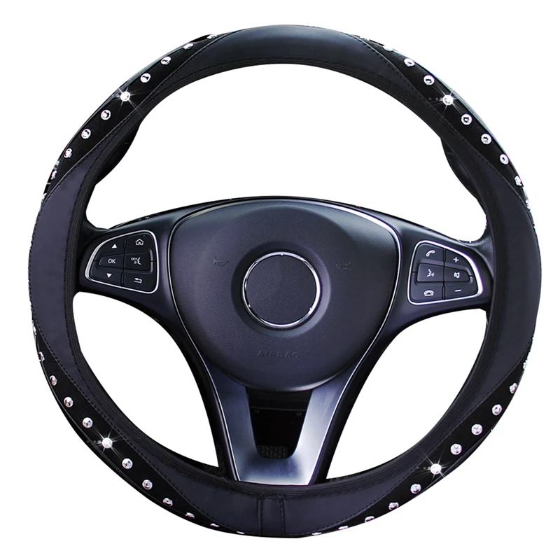 37-38cm Car Steering Wheel Cover Universal Personality Rhinestones Crystal Decor Anti Slip Steering Wheel Protector Car Styling
37-38cm Car Steering Wheel Cover Universal Personality Rhinestones Crystal Decor Anti Slip Steering Wheel Protector Car Styling