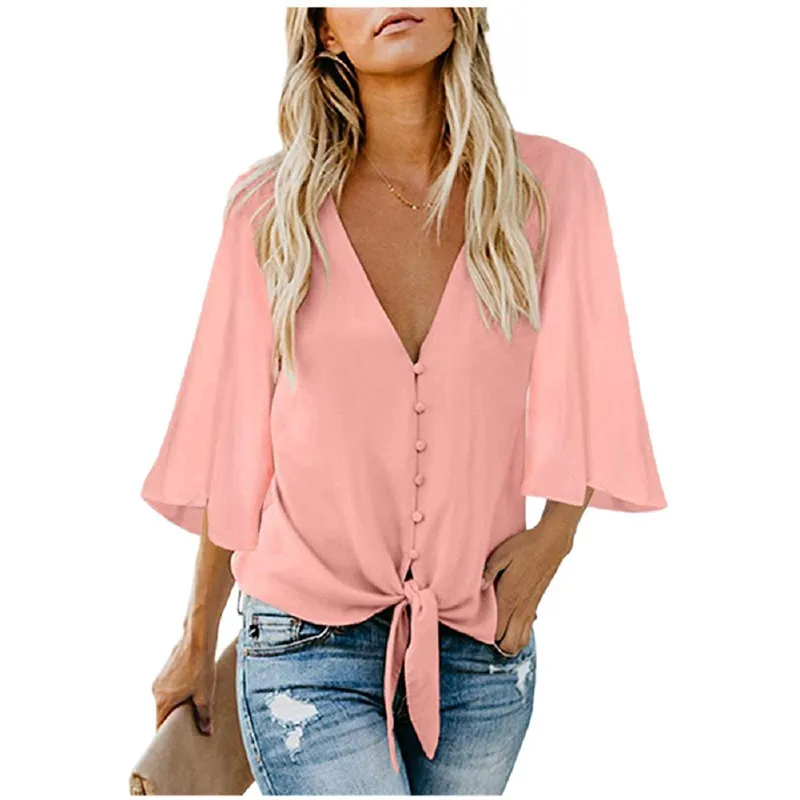 2021 summer street fashion women's bowknot cardigan V-neck slim-fit blouse
2021 summer street fashion women's bowknot cardigan V-neck slim-fit blouse
