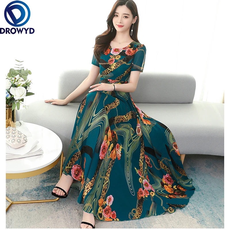 Elegant Fashion Dress Casual Women Short Sleeve Long Dress Printed Slim A-Line Dress Lightweight Soft and Comfortable Vestidos
Elegant Fashion Dress Casual Women Short Sleeve Long Dress Printed Slim A-Line Dress Lightweight Soft and Comfortable Vestidos