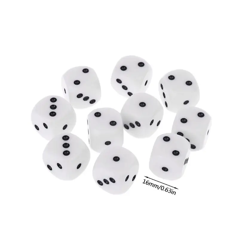 

New 10Pcs 16mm D3 Six Sided Dices Beads For Dungeons & Dragon D&D RPG Poly Desktop Table Playing Games