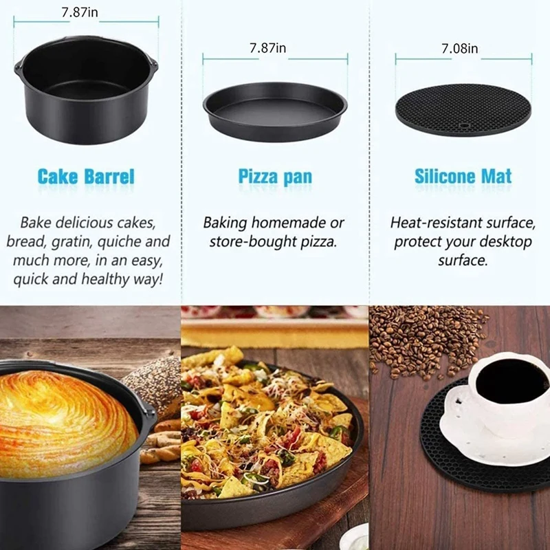 8 Inch Air Fryer Accessories for Tower, Phillips, Gowise Airfryer Fit All Deep Fryer Accessories XXL 4.8-5.9 QT
8 Inch Air Fryer Accessories for Tower, Phillips, Gowise Airfryer Fit All Deep Fryer Accessories XXL 4.8-5.9 QT
