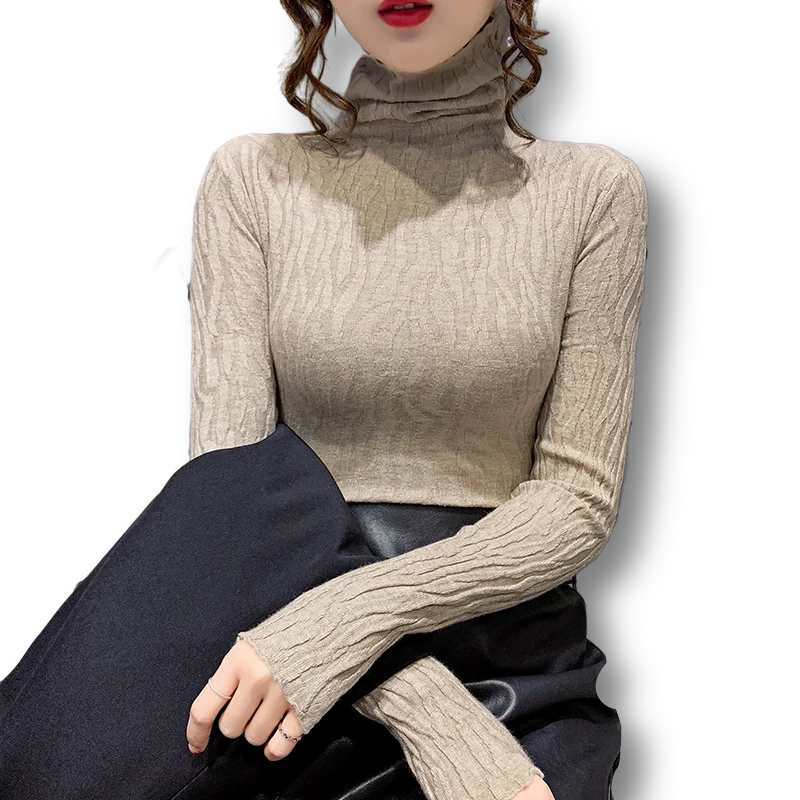 Turtleneck Knitted Women Sweater And Pullovers Solid Long-Sleeved Elastic Office Lady Elegant Buttoming Pulls Tops
Turtleneck Knitted Women Sweater And Pullovers Solid Long-Sleeved Elastic Office Lady Elegant Buttoming Pulls Tops