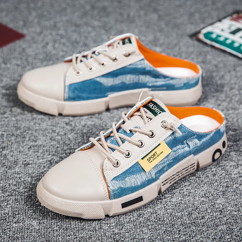 Summer Half Drag Men Flats Footwear Black Blue Fashion Men Shoes Rubber Canvas Man Half slippers Popular Mens Vulcanized Shoes
Summer Half Drag Men Flats Footwear Black Blue Fashion Men Shoes Rubber Canvas Man Half slippers Popular Mens Vulcanized Shoes