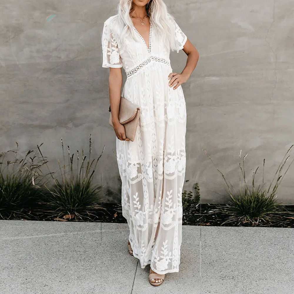2021 Elegant Long White Lace Bikini Cover-ups Sexy Deep V-neck Summer Beach Dress Tunic Women Beach Wear Swim Suit Cover Up A506
2021 Elegant Long White Lace Bikini Cover-ups Sexy Deep V-neck Summer Beach Dress Tunic Women Beach Wear Swim Suit Cover Up A506