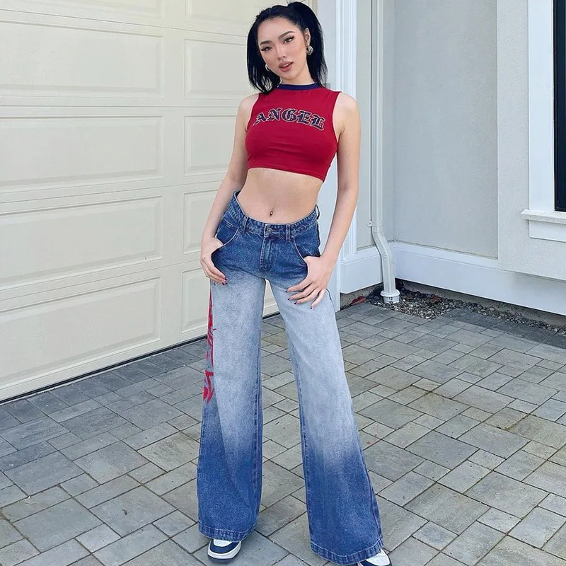 2021 Sexy Street Hipster Gradient Jeans Women Retro Print High Waist Blue Denim Trousers Casual Slim Loose Straight Leg Pants
2021 Sexy Street Hipster Gradient Jeans Women Retro Print High Waist Blue Denim Trousers Casual Slim Loose Straight Leg Pants