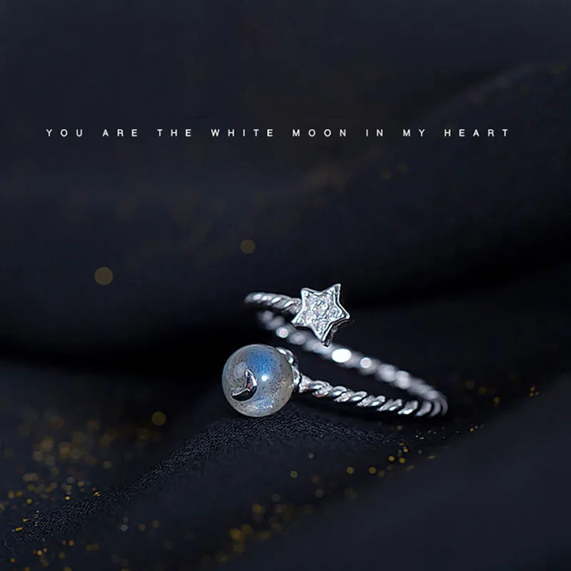 925 Sterling Silver Cute Strawberry Crystal Moonstone Star Personality Opening Rings Fine Jewelry For Women Elegant Accessories 
925 Sterling Silver Cute Strawberry Crystal Moonstone Star Personality Opening Rings Fine Jewelry For Women Elegant Accessories
