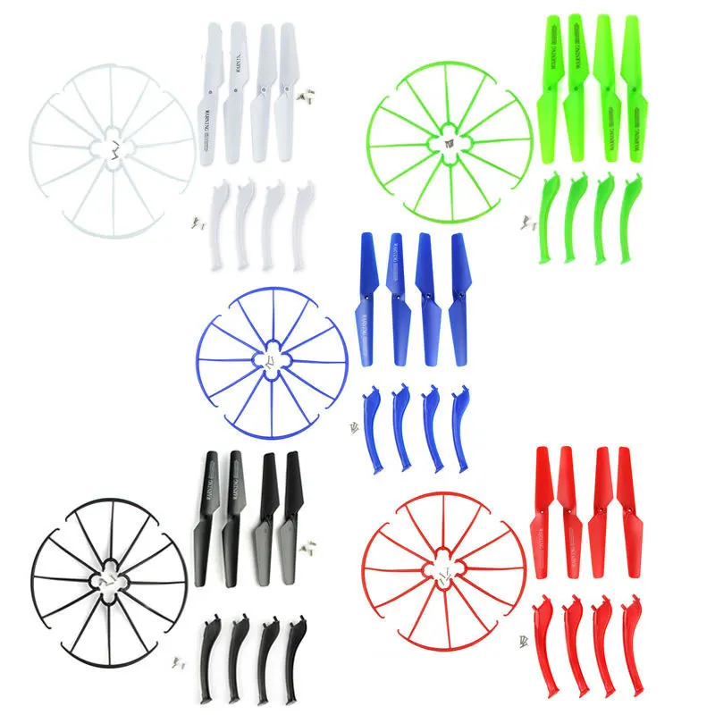 

4pcs Propeller Protectors Blades Frame & 4pcs Main Blade Propeller & 4pcs Landing Skid Spare Parts for Syma X5SW X5SC