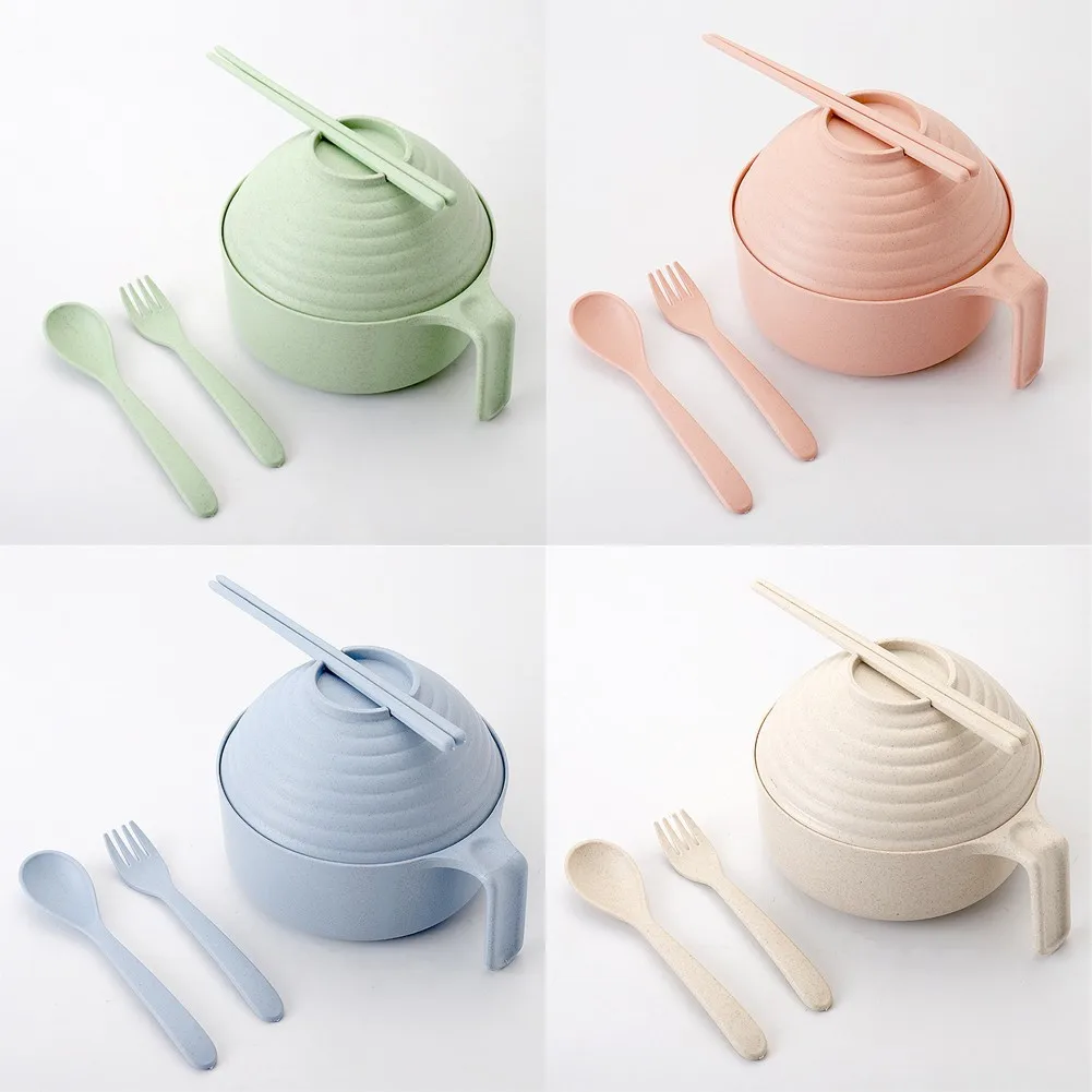 5Pcs Wheat Straw Tableware Set With Lid Bowl Spoon Fork Chopsticks Dinnerware Set Salad Soup Eco-Friendly Kitchen Tableware
5Pcs Wheat Straw Tableware Set With Lid Bowl Spoon Fork Chopsticks Dinnerware Set Salad Soup Eco-Friendly Kitchen Tableware