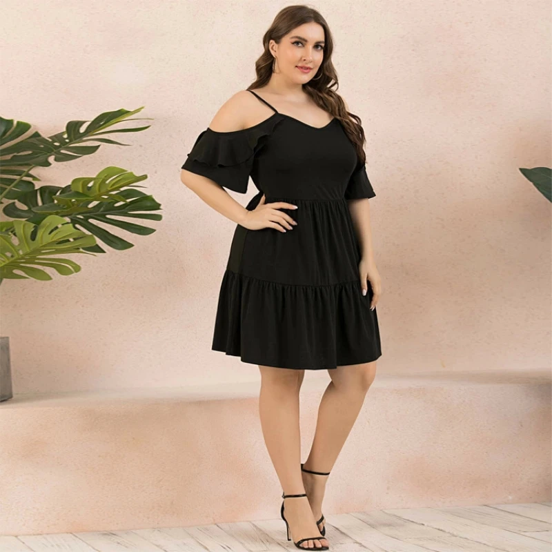 Dresses for Women European and American Summer New Large Size Loose Solid Color Dress Large Size Sexy Off-Shoulder Women's Dress
Dresses for Women European and American Summer New Large Size Loose Solid Color Dress Large Size Sexy Off-Shoulder Women's Dress