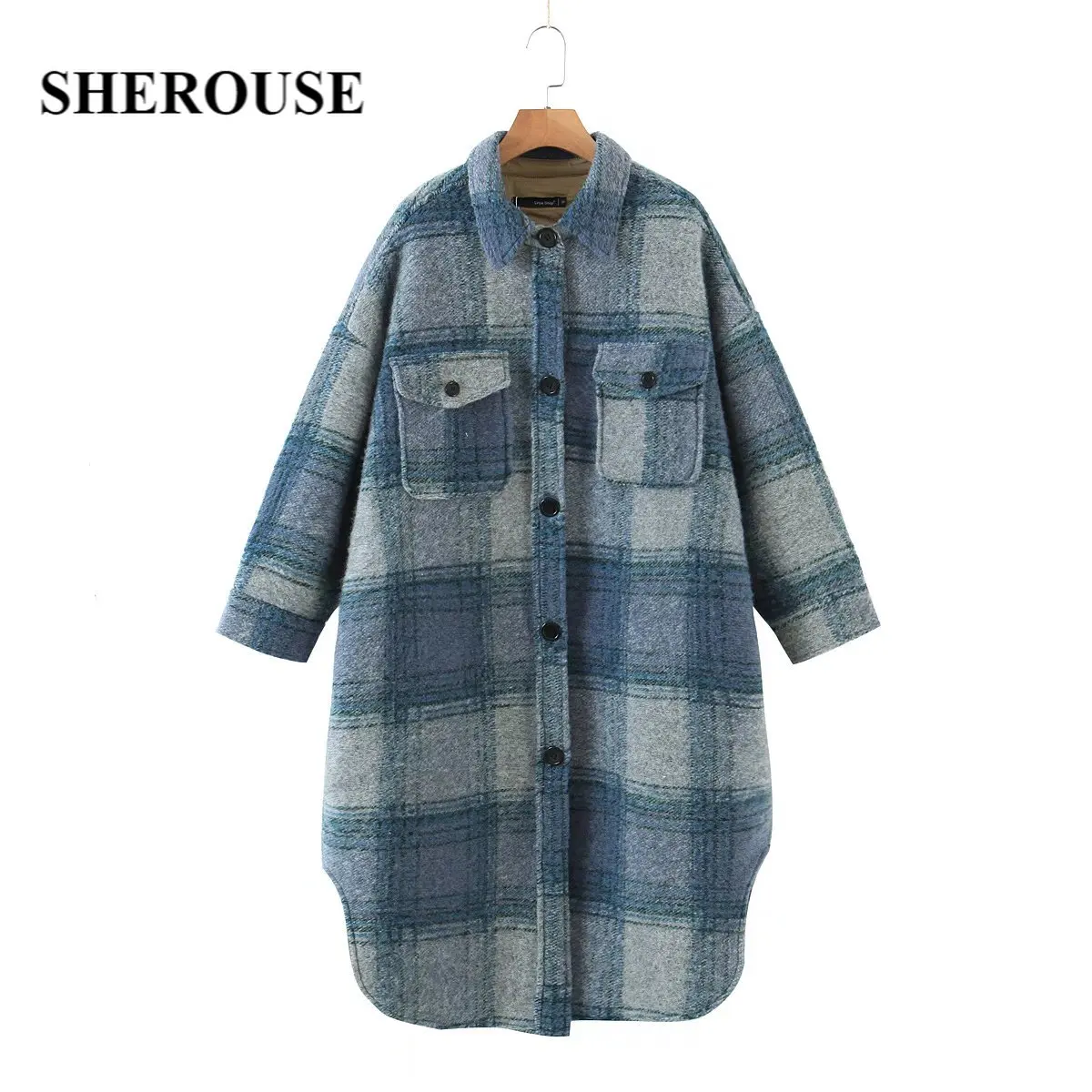 Sherouse Women Fashion Plaid Single Breasted Oversize Coat Vintage Lapel Neck Long Sleeves Female Winter Warm Long Coats
Sherouse Women Fashion Plaid Single Breasted Oversize Coat Vintage Lapel Neck Long Sleeves Female Winter Warm Long Coats