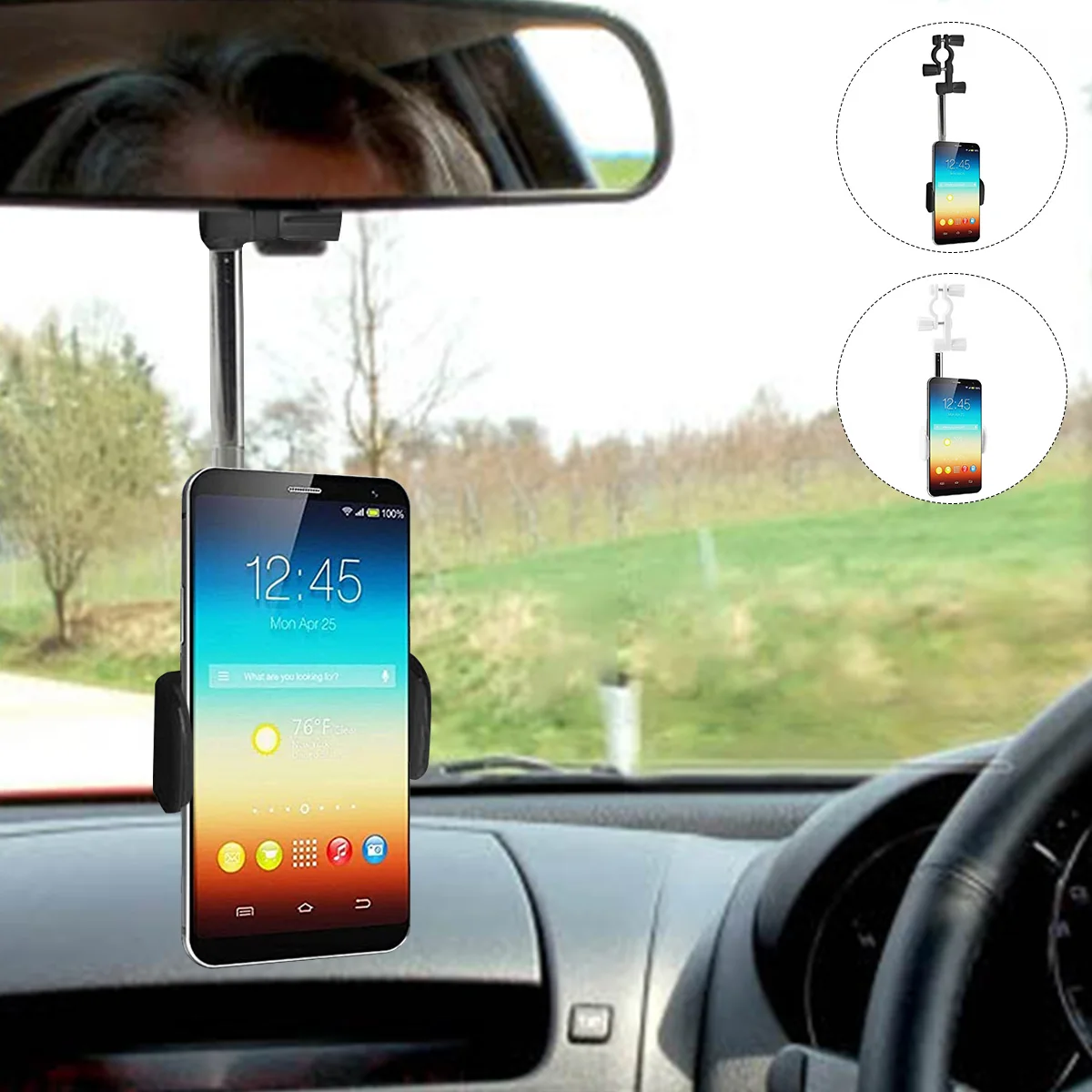 Car Rearview Mirror Mount Phone Holder Universal Automobile 360 Rotating Car Holder Stand for 4.7-6.1 Inch Cell Phone Holder
Car Rearview Mirror Mount Phone Holder Universal Automobile 360 Rotating Car Holder Stand for 4.7-6.1 Inch Cell Phone Holder