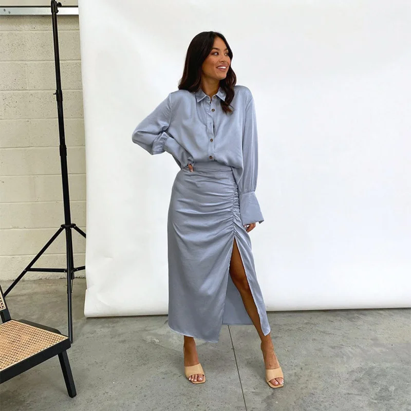 Elegant 2021 Casual Women Dress Single-breasted Solid Simple Female Shirt Fashion Pleated Chiffon Party Slim Ladies Dress
Elegant 2021 Casual Women Dress Single-breasted Solid Simple Female Shirt Fashion Pleated Chiffon Party Slim Ladies Dress