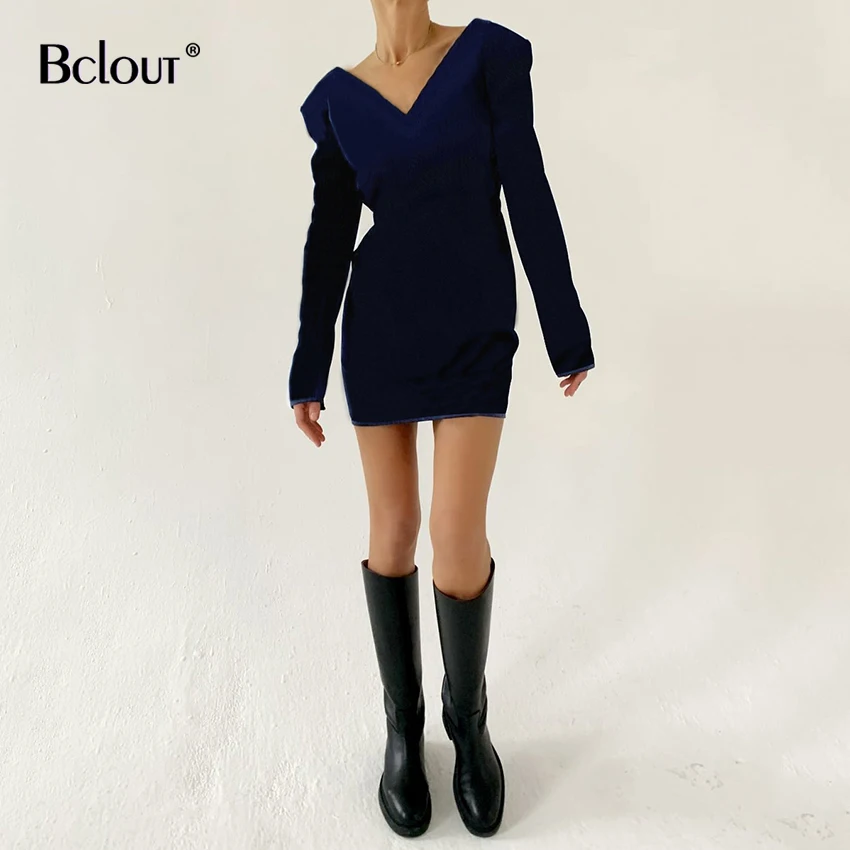 Bclout Blue V-Neck Bodycon Dress Sexy High Waist Long Sleeve Backless Mini Dresses For Women Spring Elegant Party Dress Vintage
Bclout Blue V-Neck Bodycon Dress Sexy High Waist Long Sleeve Backless Mini Dresses For Women Spring Elegant Party Dress Vintage