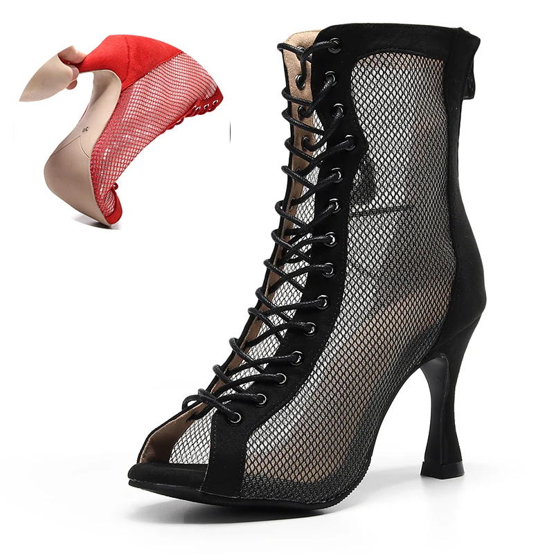 Фото Женские туфли для латинских танцев с высоким берцем Черные на высоком каблуке
