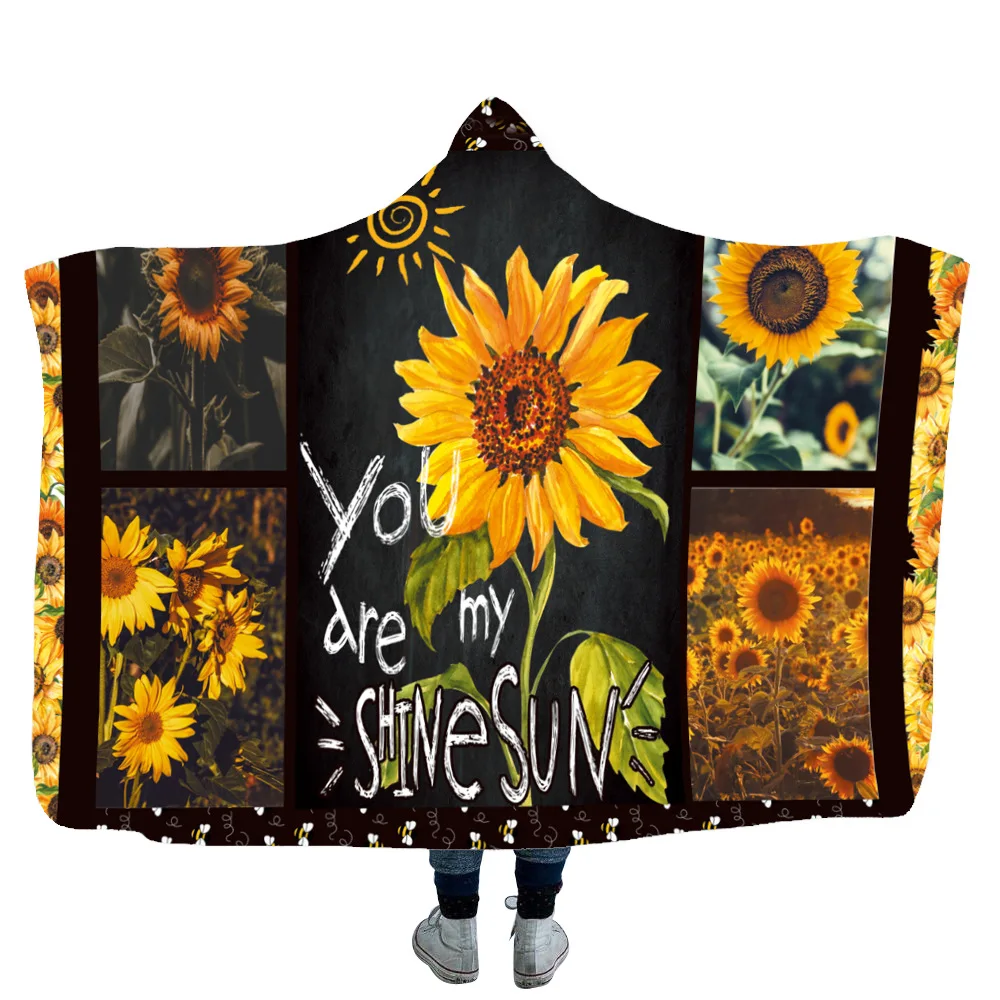 Child Adults Plush Velvet Fleece Blanket Home Warm Modern Sunflowers Hooded Blankets Wearable Children Kids Gift
Child Adults Plush Velvet Fleece Blanket Home Warm Modern Sunflowers Hooded Blankets Wearable Children Kids Gift