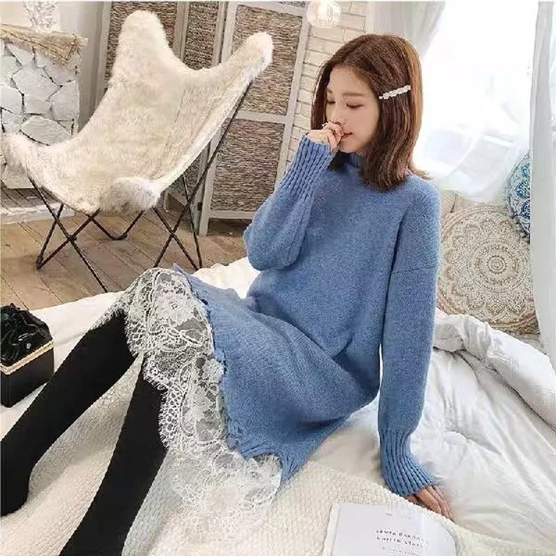 2020 New Women Autumn Winter Lace Knitted Sweater Long Sleeve Female Casual Solid Color Ladies Fashion Pullover Dresses E35
2020 New Women Autumn Winter Lace Knitted Sweater Long Sleeve Female Casual Solid Color Ladies Fashion Pullover Dresses E35