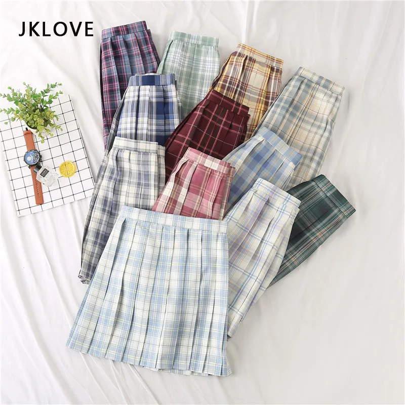 Short Skirt Plaid Skirt Jk Skirts School Girl High Waist A-line Uniform 2021 White Sky Blue Japanese School Mini Dress Cloths 
Short Skirt Plaid Skirt Jk Skirts School Girl High Waist A-line Uniform 2021 White Sky Blue Japanese School Mini Dress Cloths