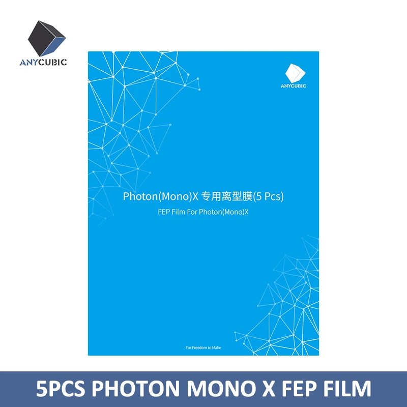 ANYCUBIC 5 шт./лот Photon Mono X FEP пленка 240*165 мм толщина 0,15 мм LCD 3d принтер детали impresora 3d
ANYCUBIC 5 шт./лот Photon Mono X FEP пленка 240*165 мм толщина 0,15 мм LCD 3d принтер детали impresora 3d