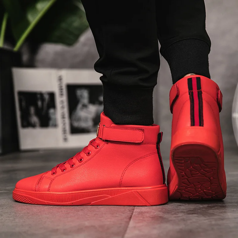 Black Red Men Lace Up Ankle Boots Flats Shoes High Top Leather Casual Shoes Men's Vulcanize senakers Walking Shoes
Black Red Men Lace Up Ankle Boots Flats Shoes High Top Leather Casual Shoes Men's Vulcanize senakers Walking Shoes