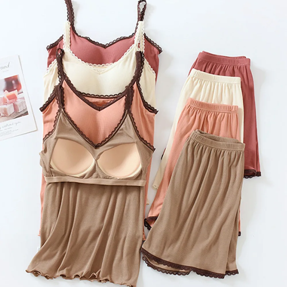 Fdfklak модал с нагрудной подушкой Сексуальное белье на бретельках женская пижама Летняя короткая Пижама Костюм Ночное белье комплект одежды 
Fdfklak модал с нагрудной подушкой Сексуальное белье на бретельках женская пижама Летняя короткая Пижама Костюм Ночное белье комплект одежды