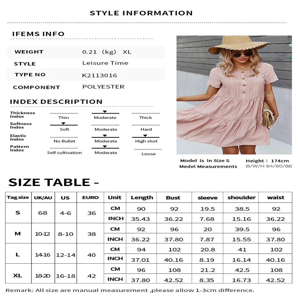 2021 Summer Ladies Dress Independent Design New Fashion Round Neck Casual Elegant Pure Color Short Sleeve Skirt 
2021 Summer Ladies Dress Independent Design New Fashion Round Neck Casual Elegant Pure Color Short Sleeve Skirt