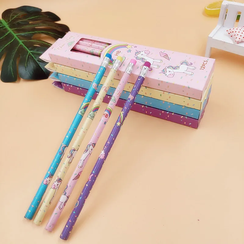 12Pcs/Set Cute Kawaii Cartoon Unicorn Pencil HB Sketch Items Drawing Stationery Student School Office Supplies for Kids Gift
12Pcs/Set Cute Kawaii Cartoon Unicorn Pencil HB Sketch Items Drawing Stationery Student School Office Supplies for Kids Gift