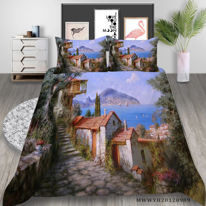 Beautiful Scenery Print Oil Painting Duvet Cover Set 3D Bedding Set 2/3 Pcs Unique Design Bed Set 
Beautiful Scenery Print Oil Painting Duvet Cover Set 3D Bedding Set 2/3 Pcs Unique Design Bed Set