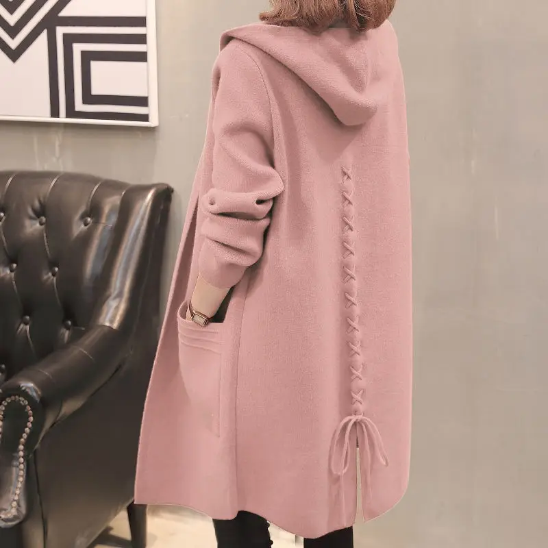 Plus Size Women's Hooded Cardigan Coat 2021 Autumn Winter Korean Loose Thicken Warm Lady Mid-Length Knitted Tops 5XL Pull Femme
Plus Size Women's Hooded Cardigan Coat 2021 Autumn Winter Korean Loose Thicken Warm Lady Mid-Length Knitted Tops 5XL Pull Femme