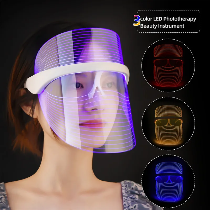 

CkeyiN 3 Colors LED Photon Light Therapy Facial Mask Anti aging Skin Tighten Photonic Skin Rejuvenation salon Home Use Skin Care