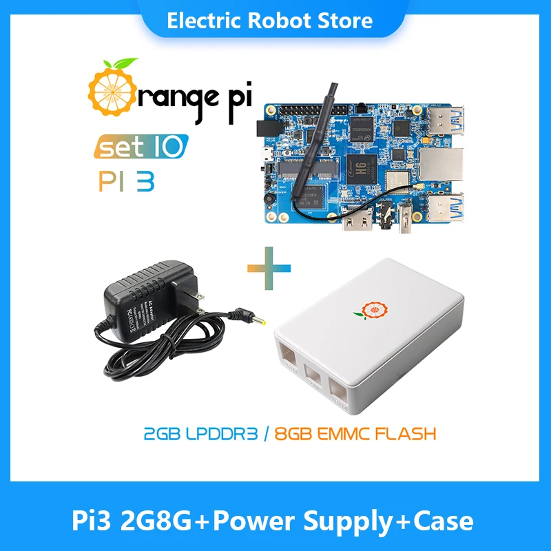 Orange Pi3 2G8G+Power Supply+Protective Case, Support Gigabit/Wifi/BT/HDMI,Under Android 7.0, Ubuntu, Debian
Orange Pi3 2G8G+Power Supply+Protective Case, Support Gigabit/Wifi/BT/HDMI,Under Android 7.0, Ubuntu, Debian