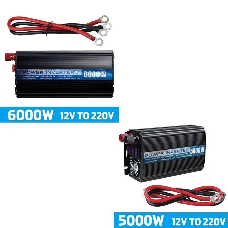 Inverter 6000W/5000W DC 12V To AC 220V Voltage Transformer Modified Sine Wave Power Converter Dual USB LED Solar Car Inverter
Inverter 6000W/5000W DC 12V To AC 220V Voltage Transformer Modified Sine Wave Power Converter Dual USB LED Solar Car Inverter