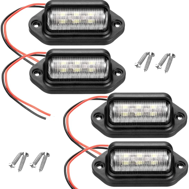 4Pcs 12V 6 SMD LED Exterior License Plate Tag Light Waterproof License Plate Lamp Taillight for Car Truck RV Trailer Boat
4Pcs 12V 6 SMD LED Exterior License Plate Tag Light Waterproof License Plate Lamp Taillight for Car Truck RV Trailer Boat
