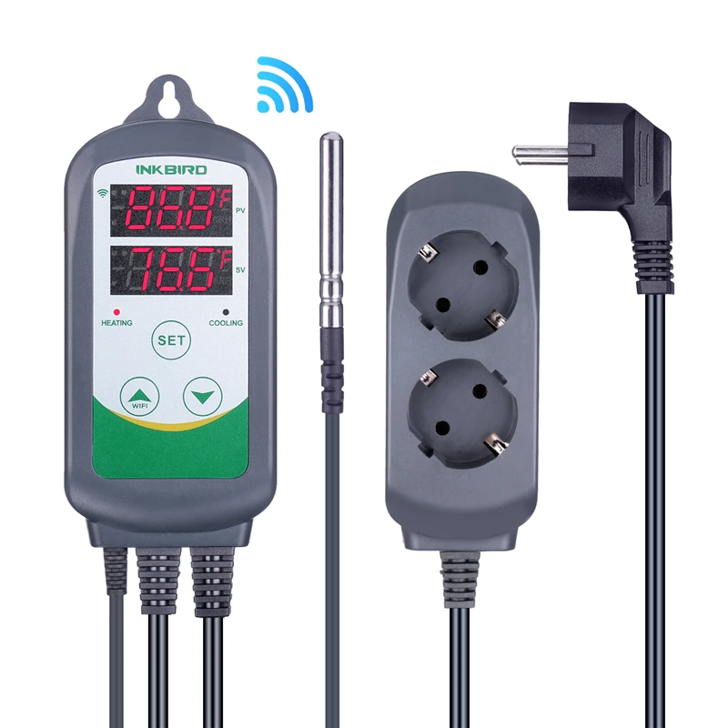 INKBIRD WIFI Thermoregulator Smart Phone Control Supports Alexa Digital Thermostat Heating Cooling Relays Temperature Controller
INKBIRD WIFI Thermoregulator Smart Phone Control Supports Alexa Digital Thermostat Heating Cooling Relays Temperature Controller